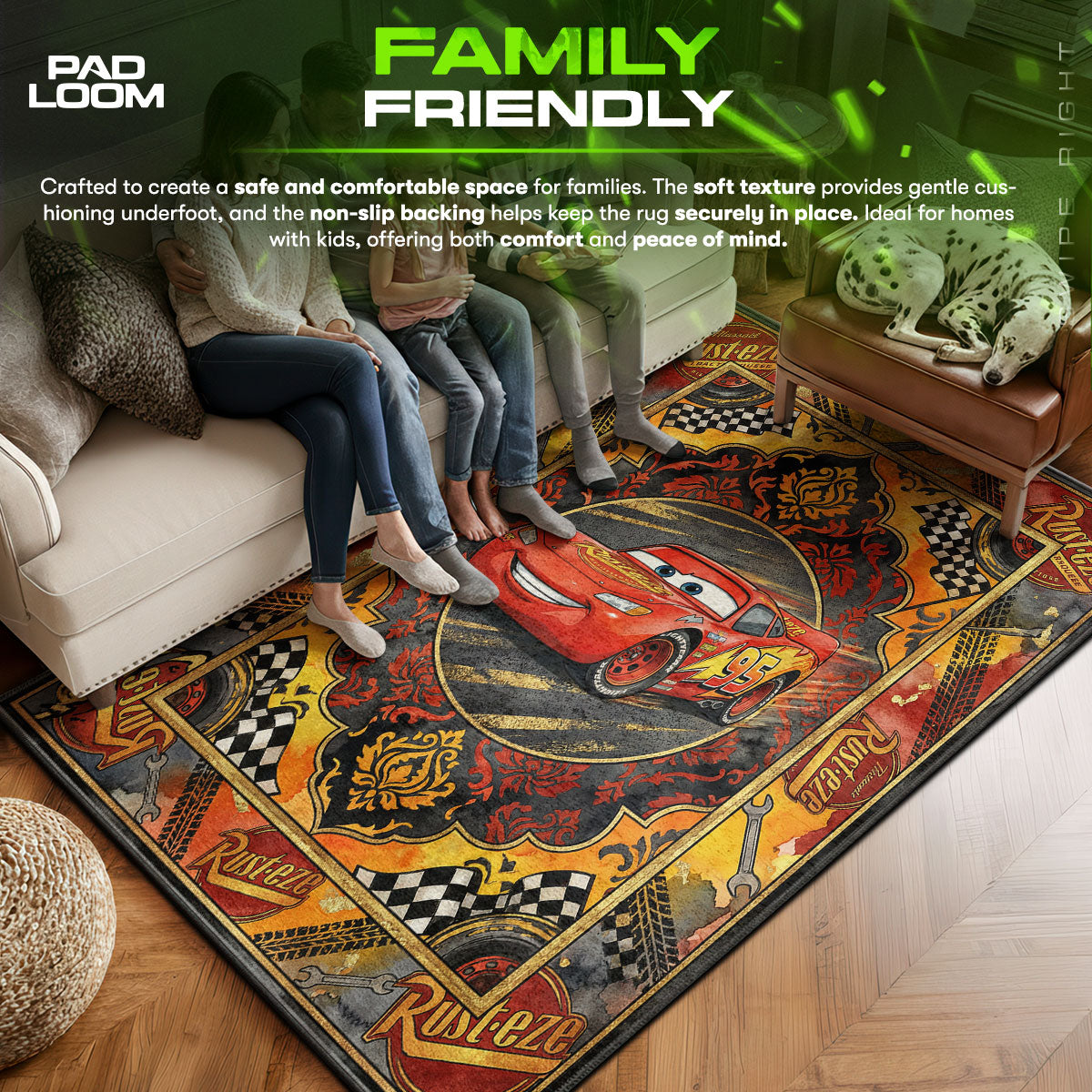 McQueen area rug showing full home decor artwork