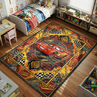 McQueen Rust-eze Rug — Cars Movie Kids Bedroom Rug