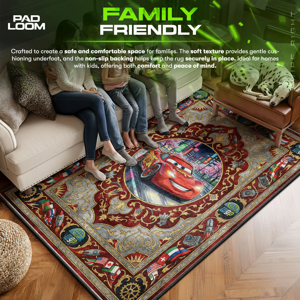 Bedroom character design printed on rug