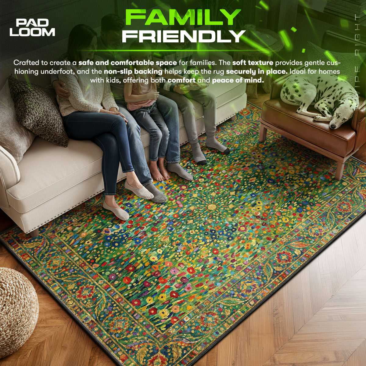 Area character design printed on rug