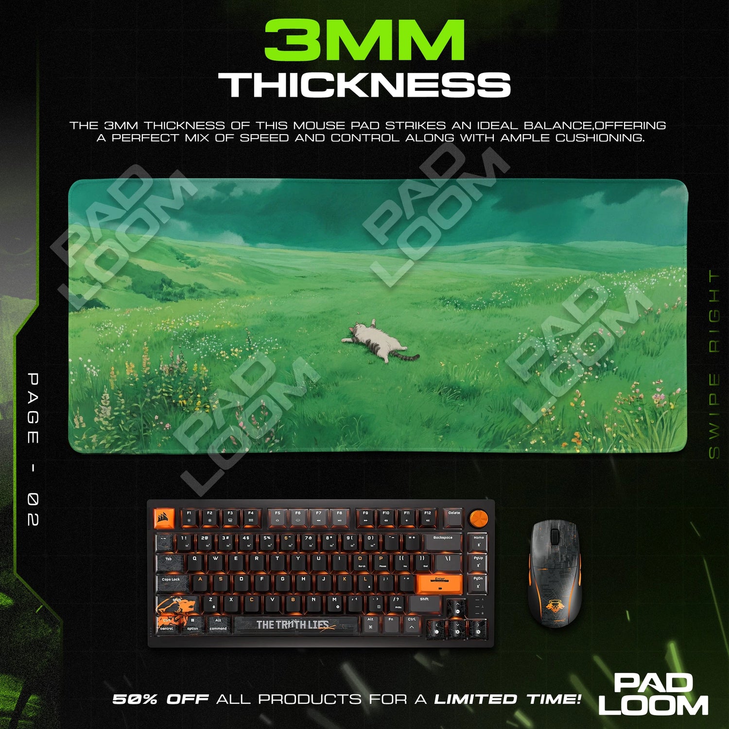 Meadow Nap Cat Mouse Pad - Anime Scenery Desk Mat