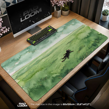 Meadow Rest Cat Mouse Pad - Watercolor Desk Mat
