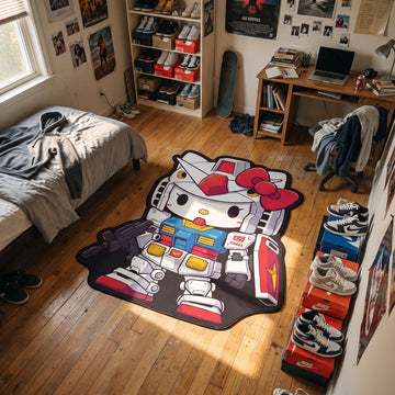 Mecha Hello Kitty Gundam Rug - Shaped Anime Area Rug
