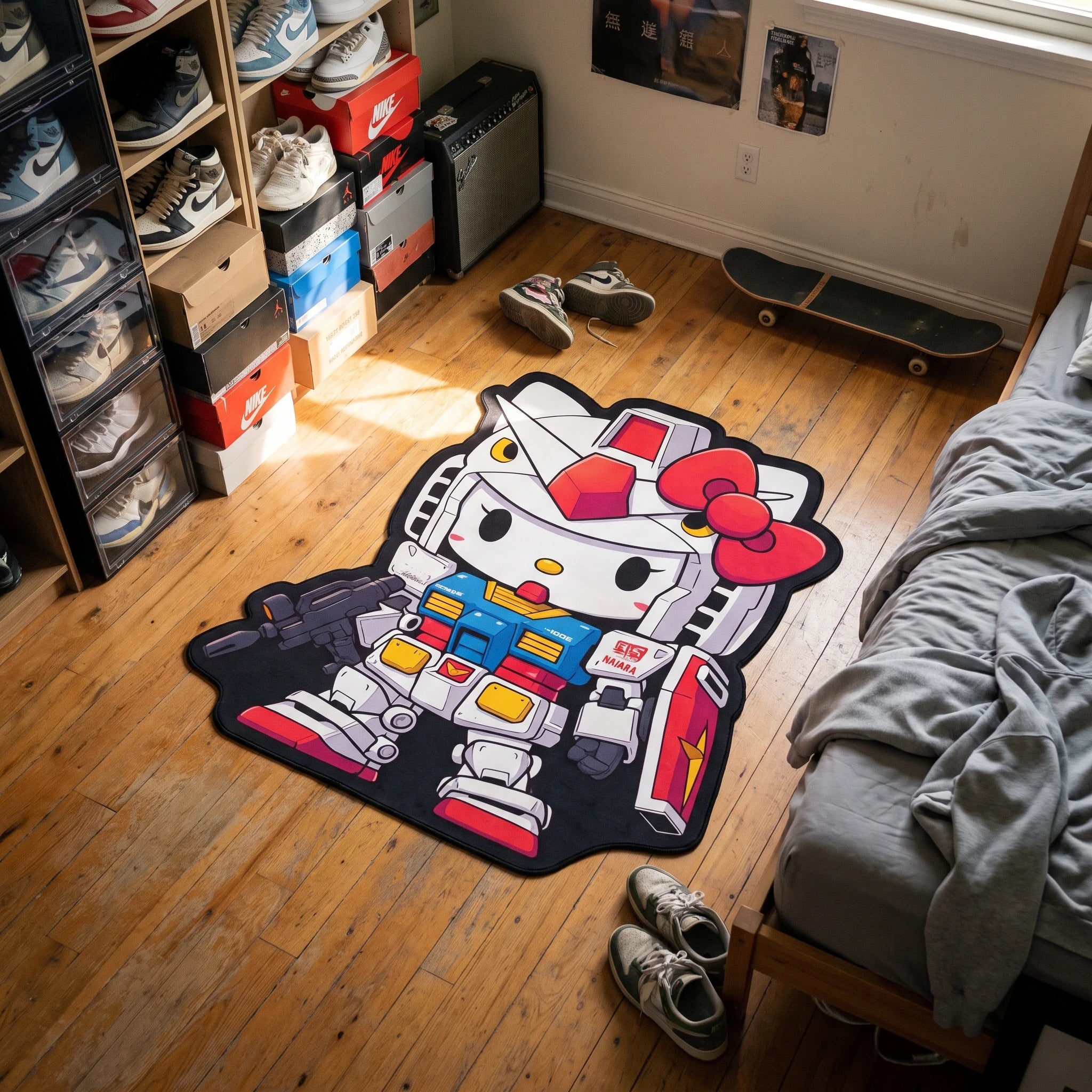 Mecha Hello Kitty Gundam Rug - Shaped Anime Area Rug
