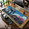 Mecha Mouse Pad, Sakura Village Scene Gaming Desk Mat Padloom