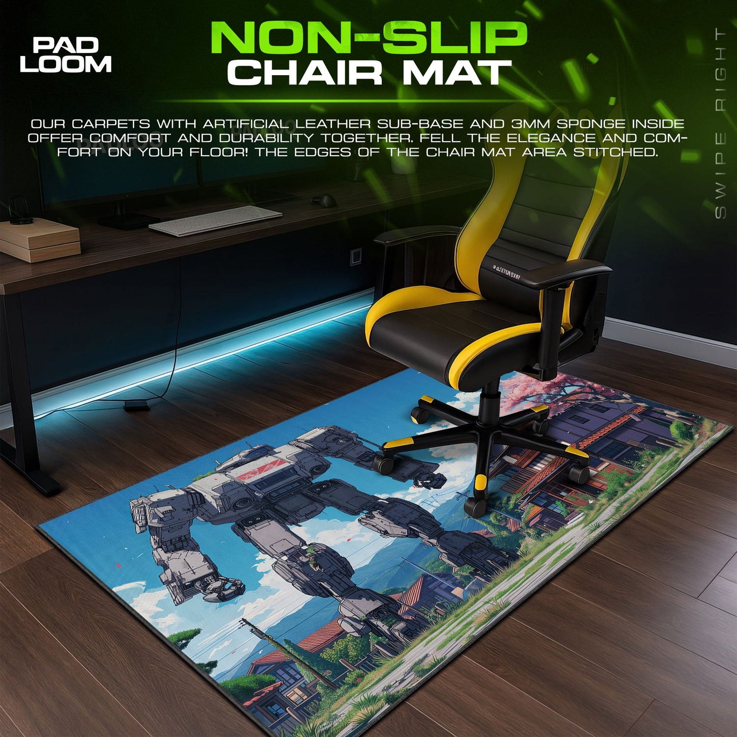 Mecha Mouse Pad, Sakura Village Scene Gaming Desk Mat Padloom