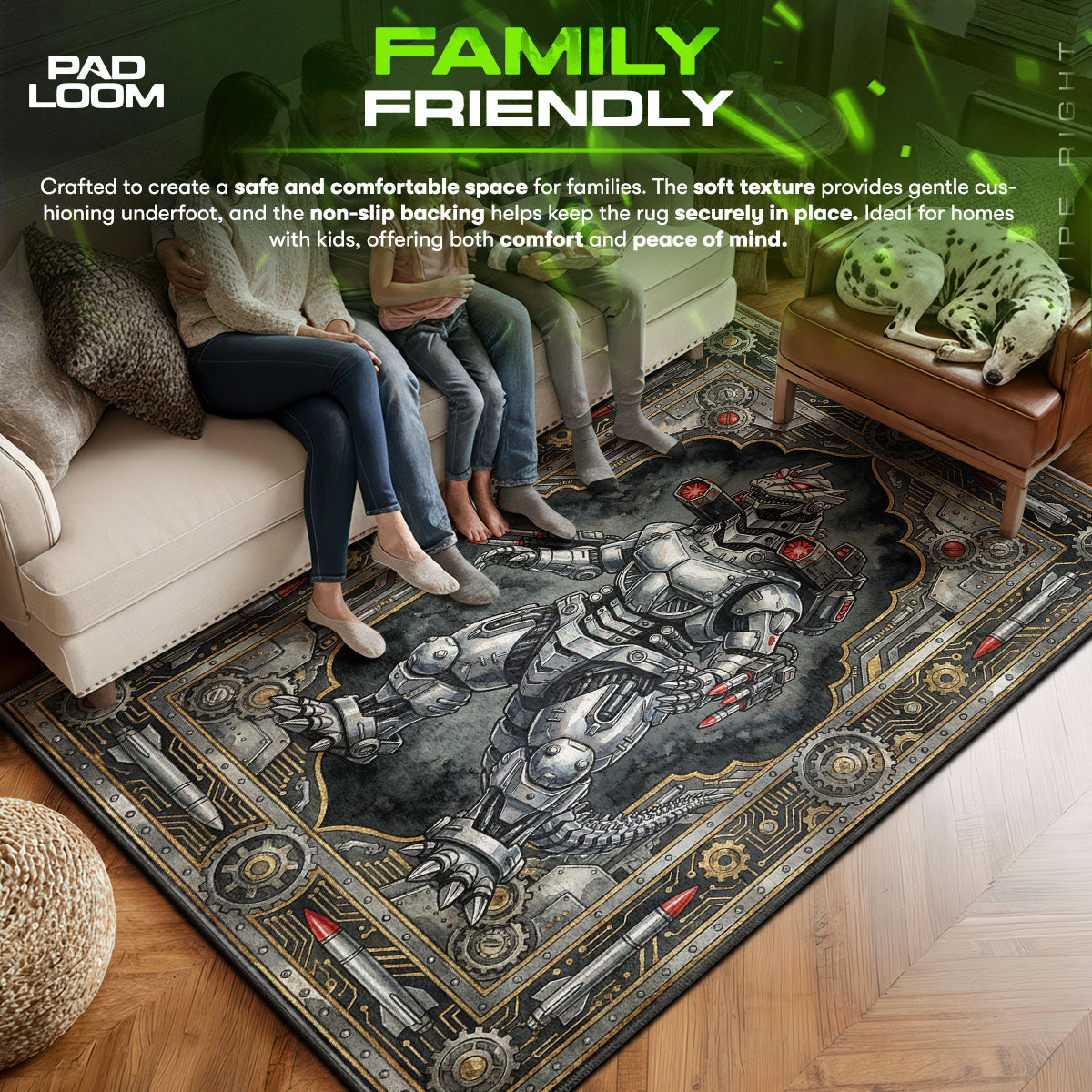 Mechagodzilla area rug showing full Kaiju artwork