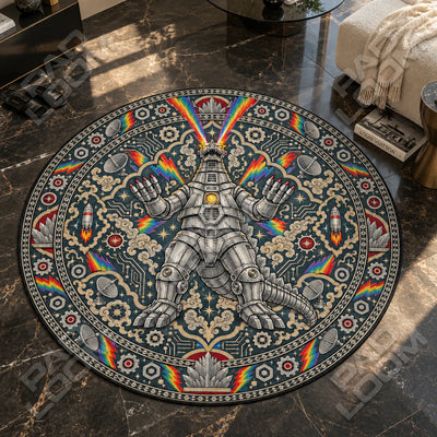 Mechagodzilla Rainbow Round Rug - Godzilla Chair Mat
