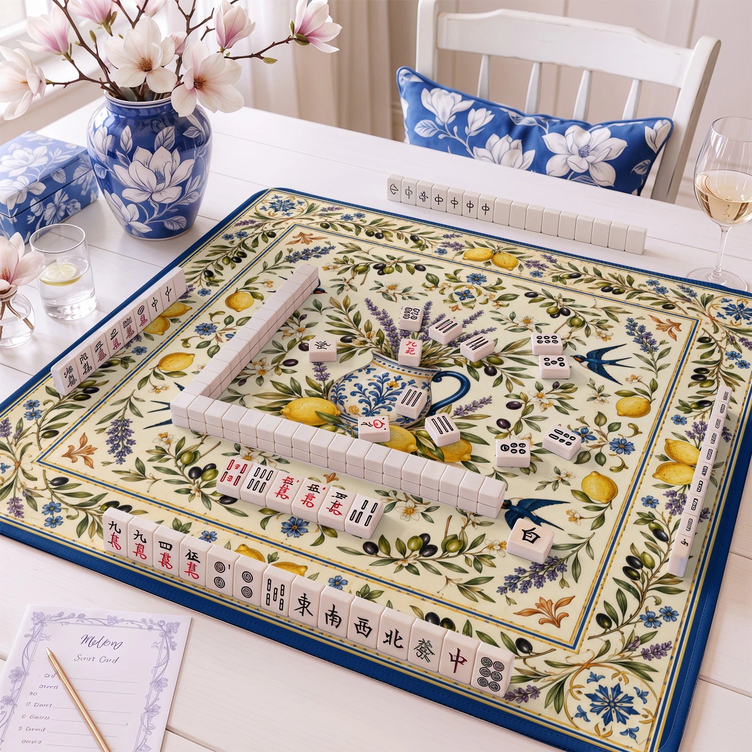 Mediterranean Lemon Mahjong Mat - Mah Jongg Mat