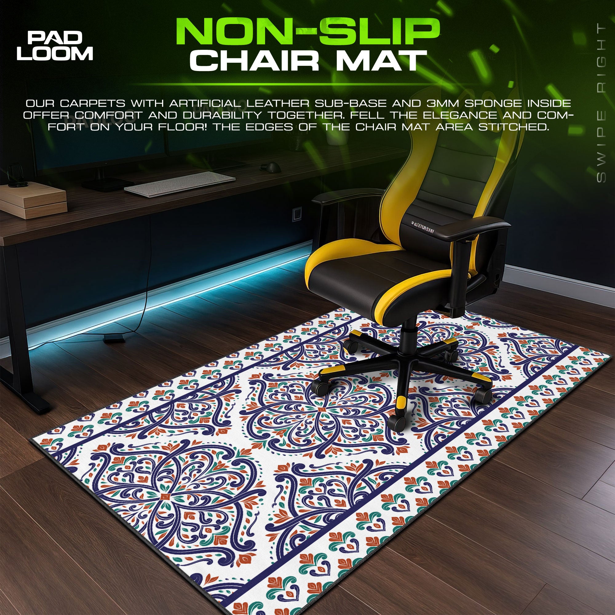 Mediterranean Tile Mouse Pad, Colorful Patterned Gaming Desk Mat