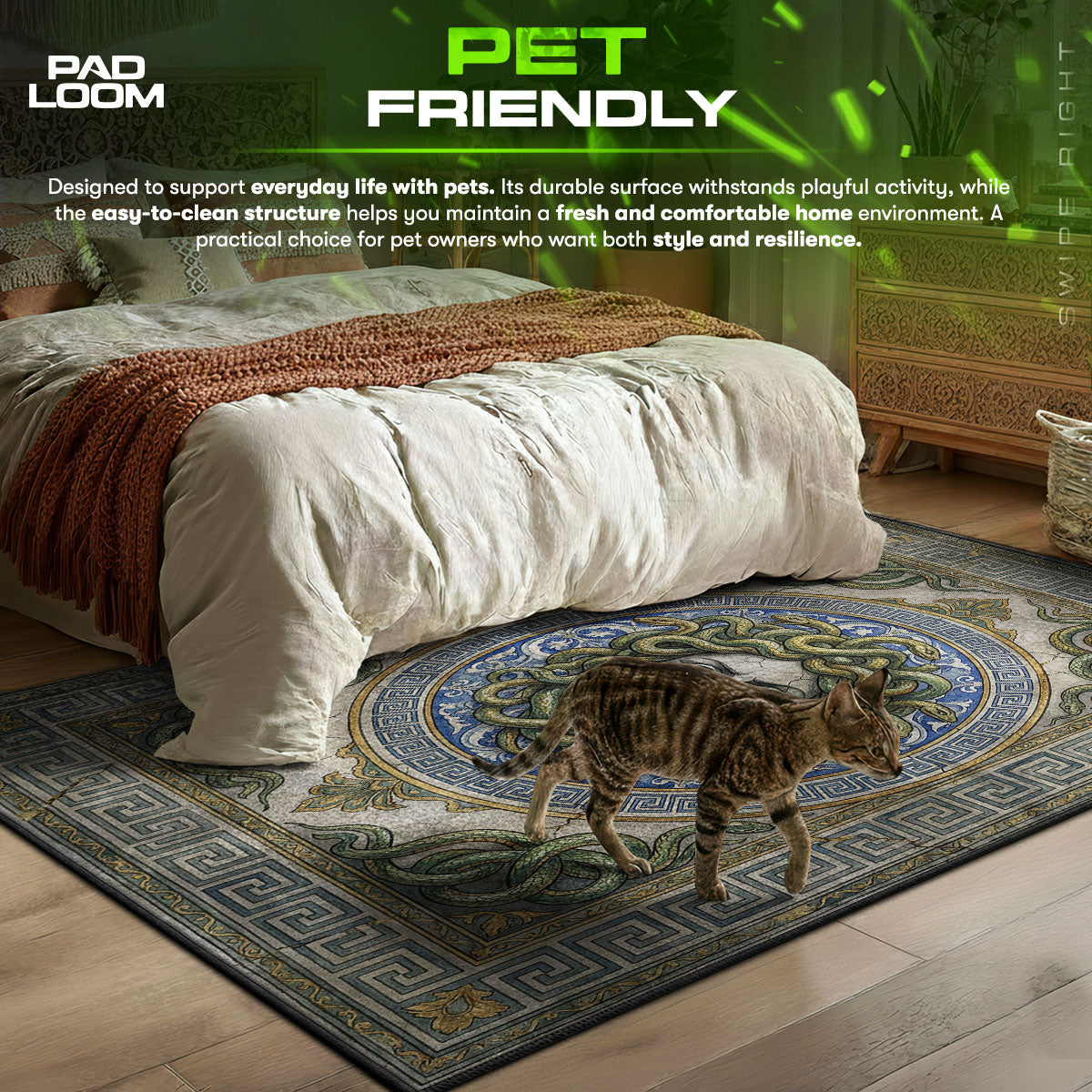 Medusa Gorgon themed area rug for home decor fans
