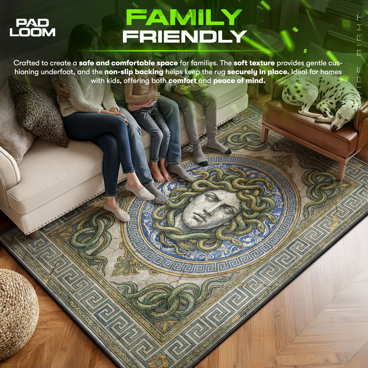 Area character design printed on rug