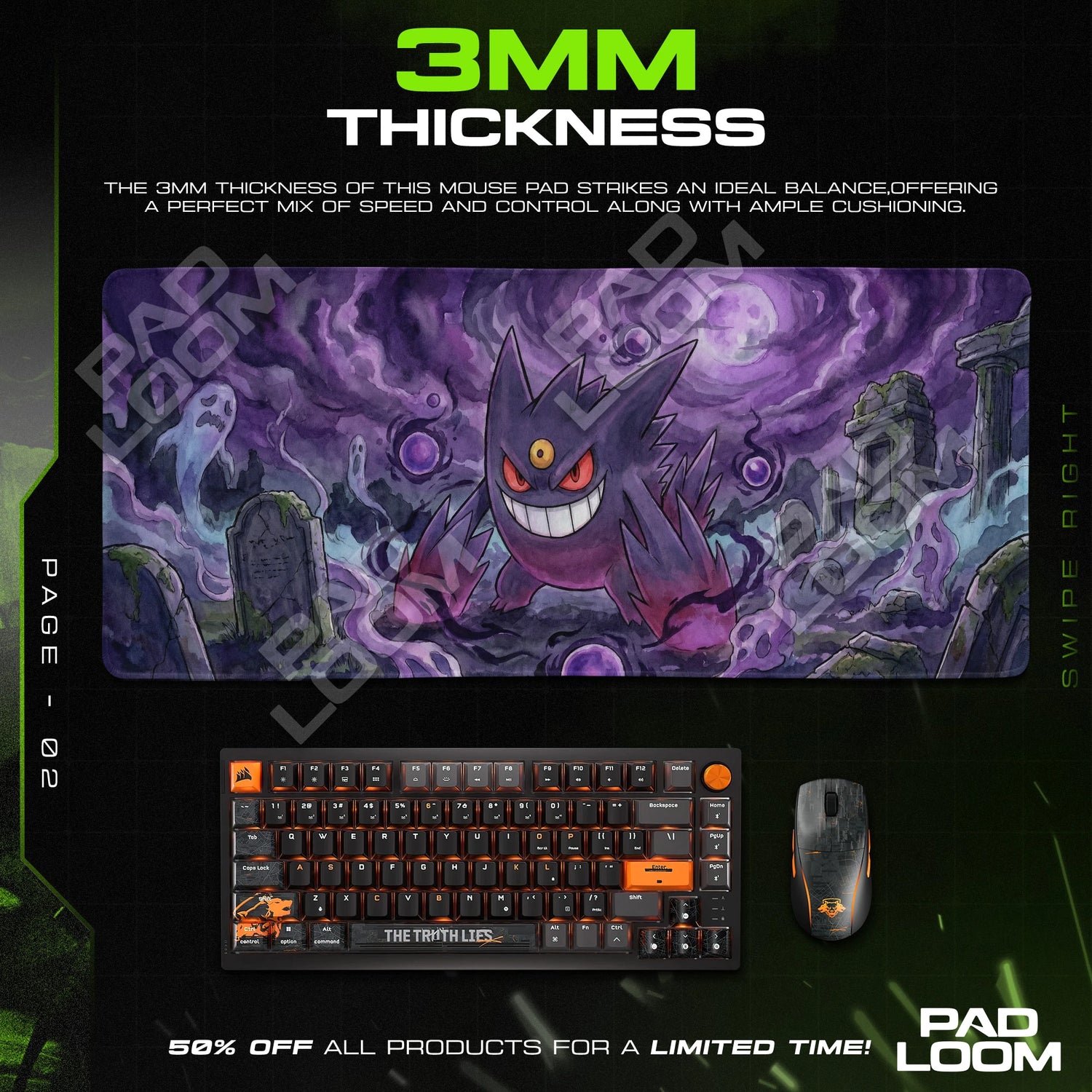 Mega Gengar Third Eye Mouse Pad - Pokemon Desk Mat