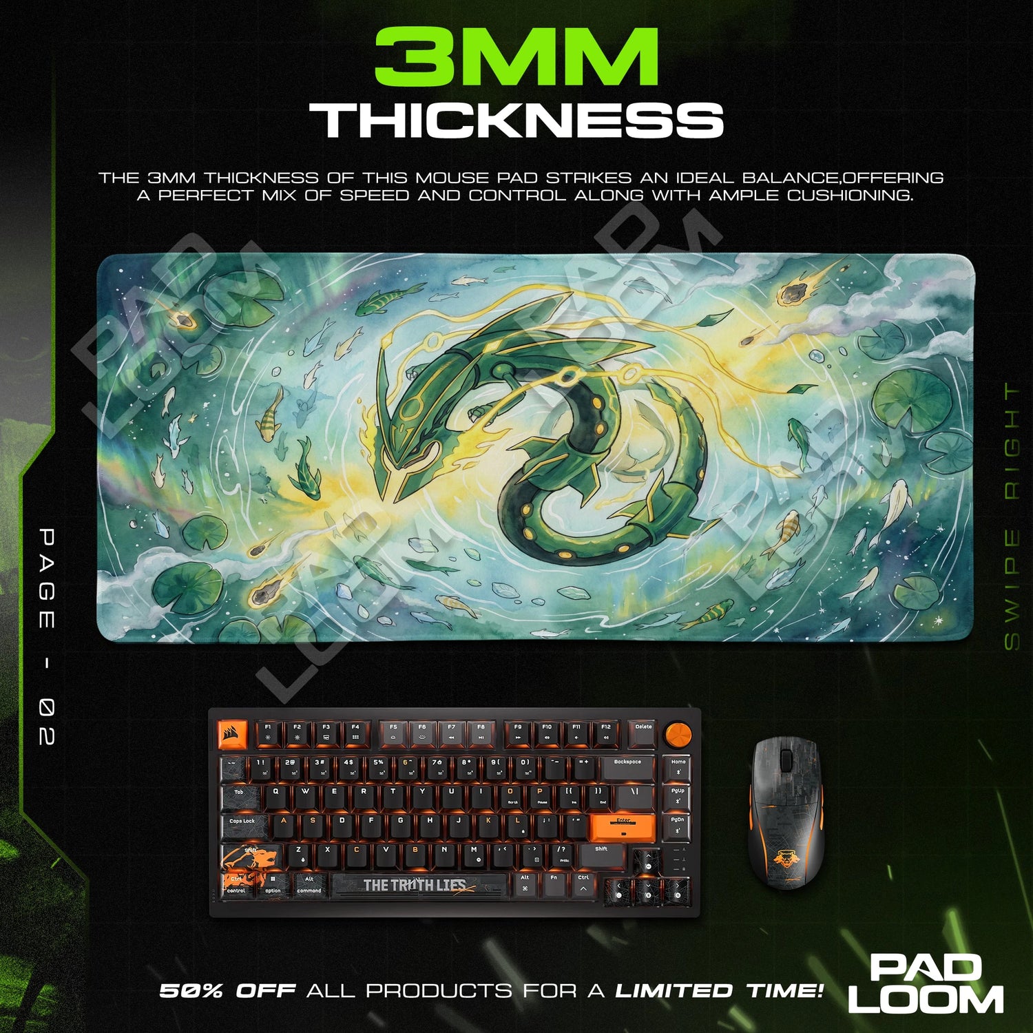 Mega Rayquaza Skyfall Mouse Pad - Pokemon Desk Mat