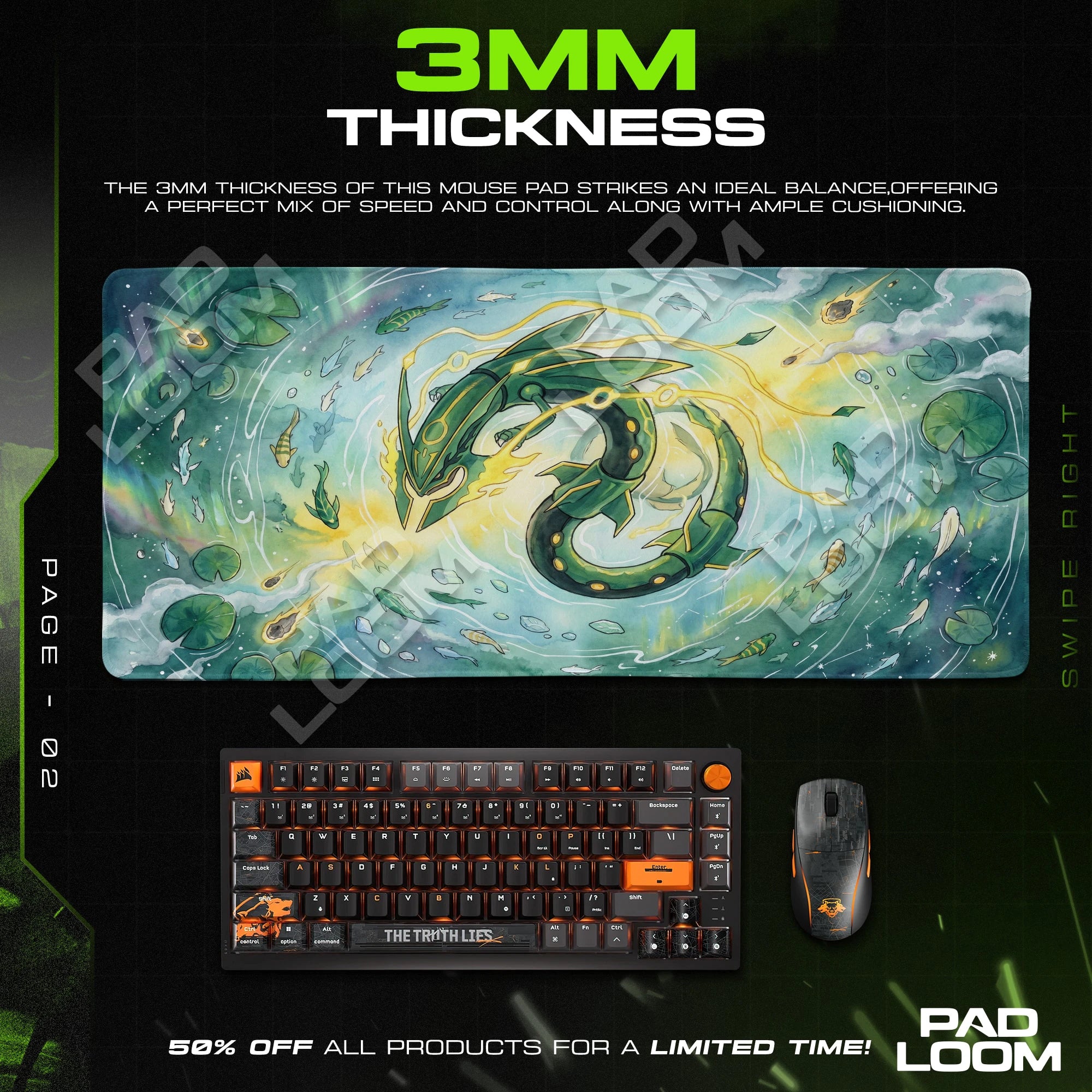 Mega Rayquaza Skyfall Mouse Pad - Pokemon Desk Mat