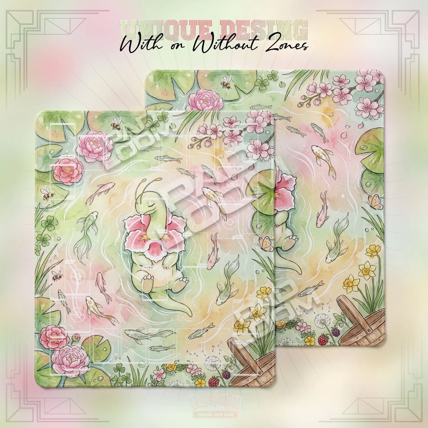 Meganium Petal Playmat - 2 Player Pokemon TCG Mat