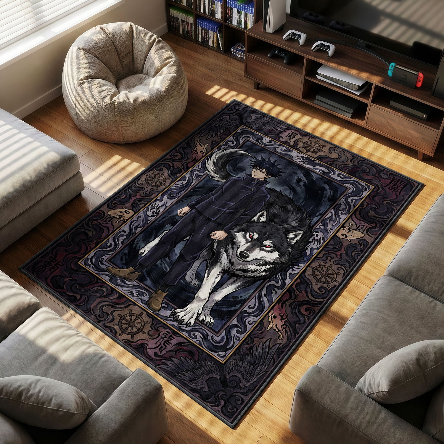 Megumi Fushiguro themed area rug for home decor fans