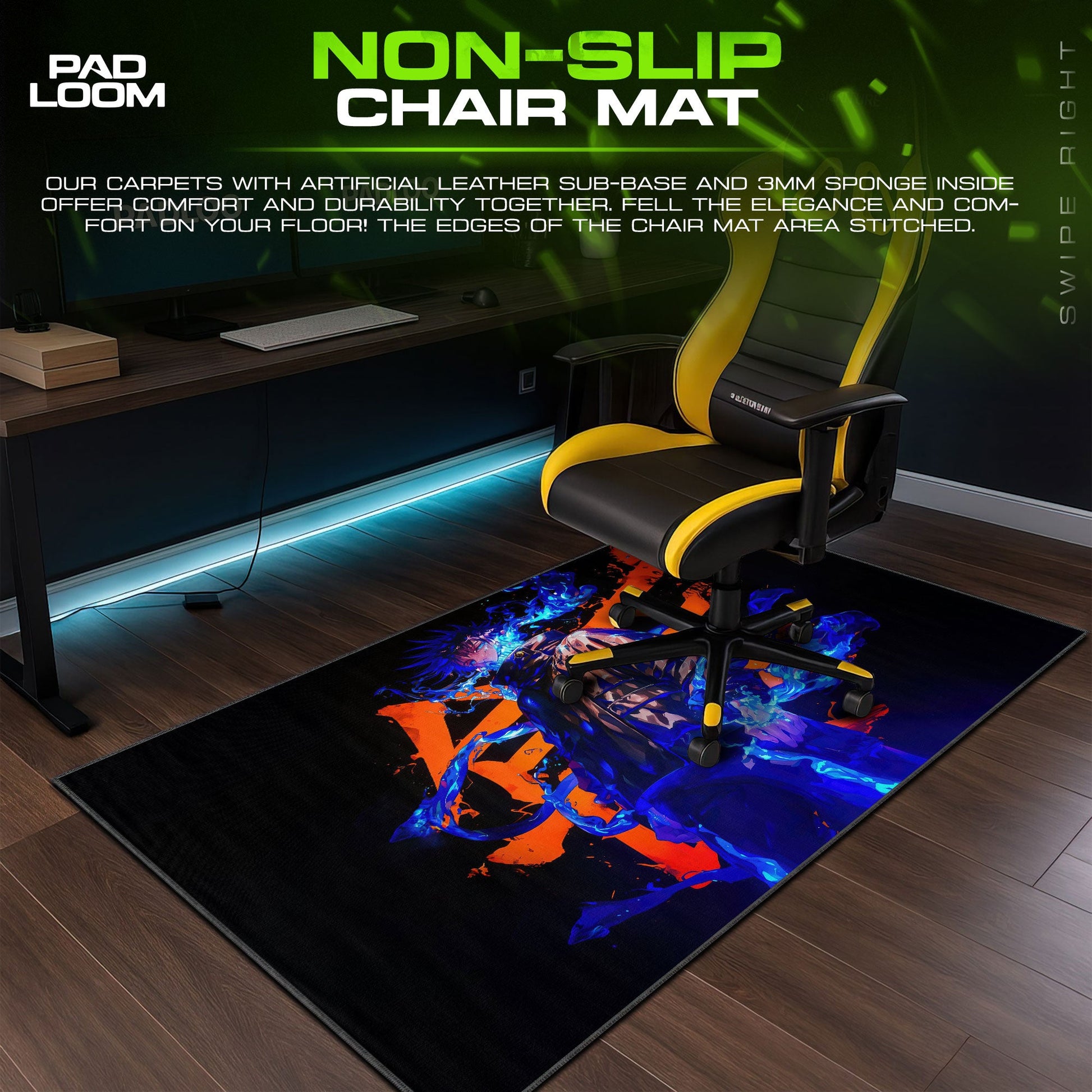 Megumi Fushiguro Mouse Pad - Blue Flame Anime Desk Mat Padloom