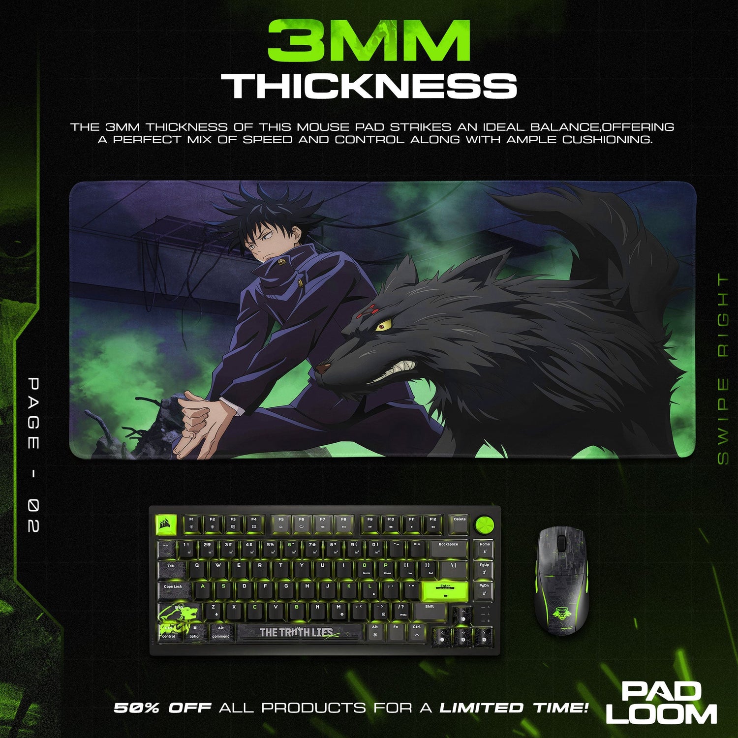 Megumi Fushiguro Mouse Pad - Divine Dog Anime Desk Mat Padloom