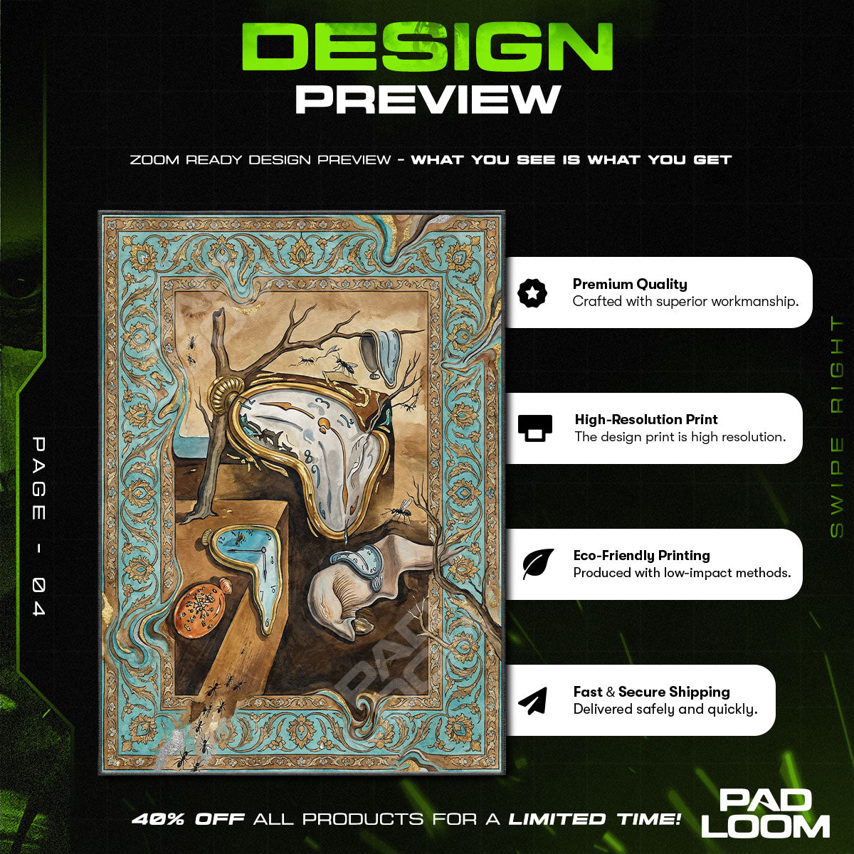 Melting Clocks Surrealist Dream Area rug — main product view