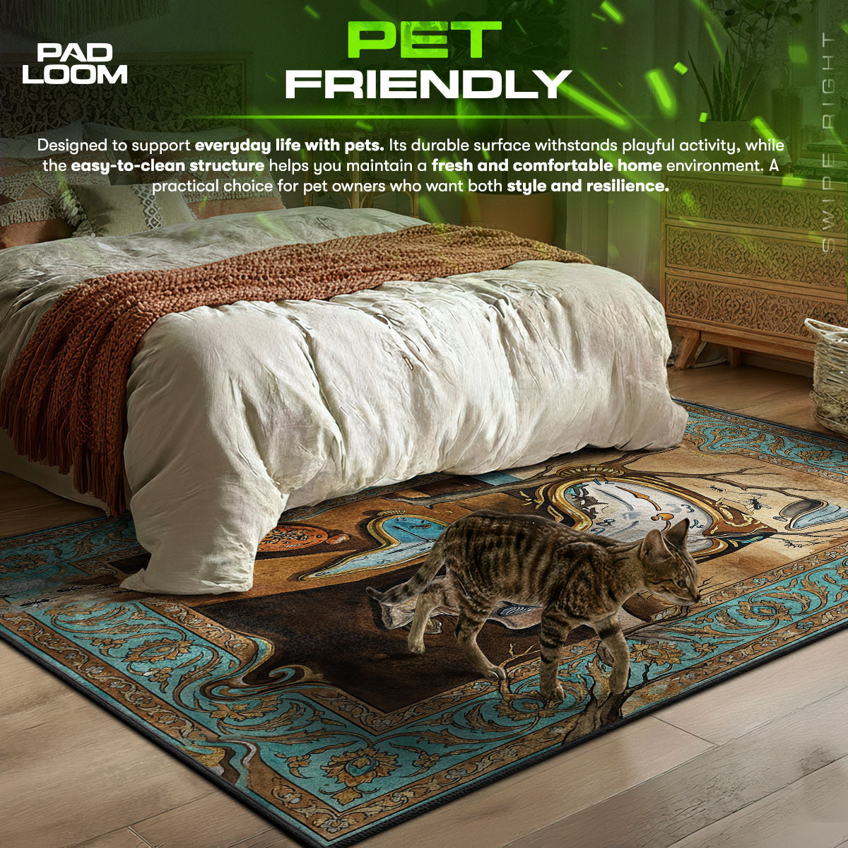 Melting Clocks themed area rug for home decor fans