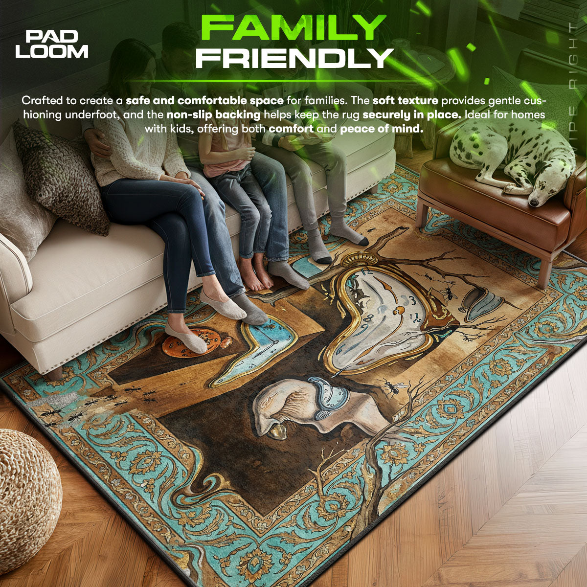 Area character design printed on rug