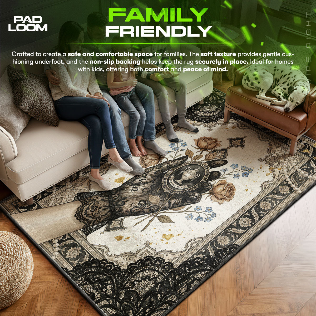 Area character design printed on rug