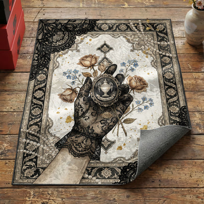 Memento Mori Lace Hand Rug — Gothic Victorian Area Rug