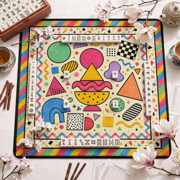 Memphis Geometric Mahjong Mat – neoprene mah jongg table mat