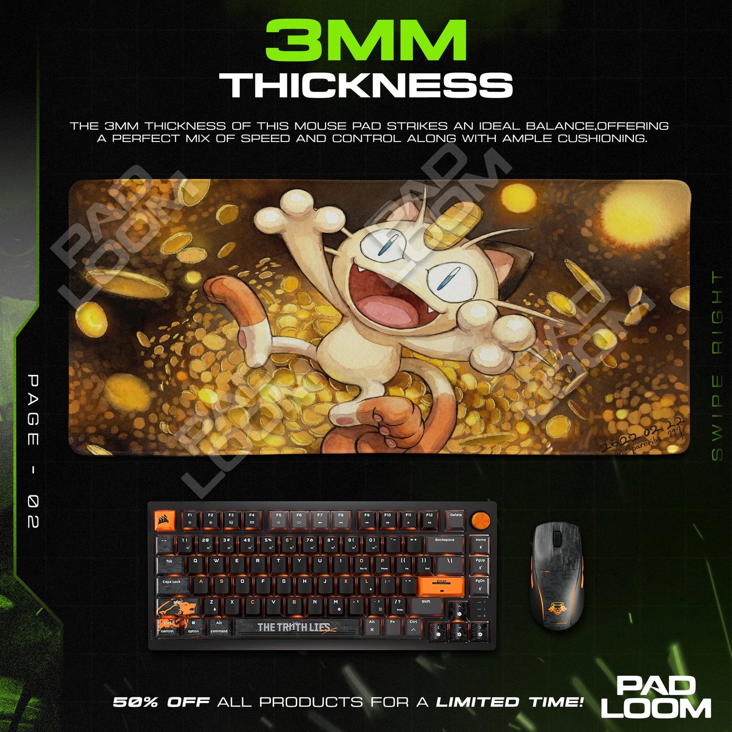Meowth Gold Rush Mouse Pad - Pokemon Desk Mat