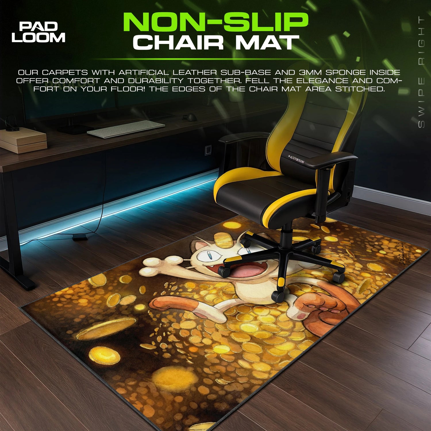Meowth Gold Rush Mouse Pad - Pokemon Desk Mat