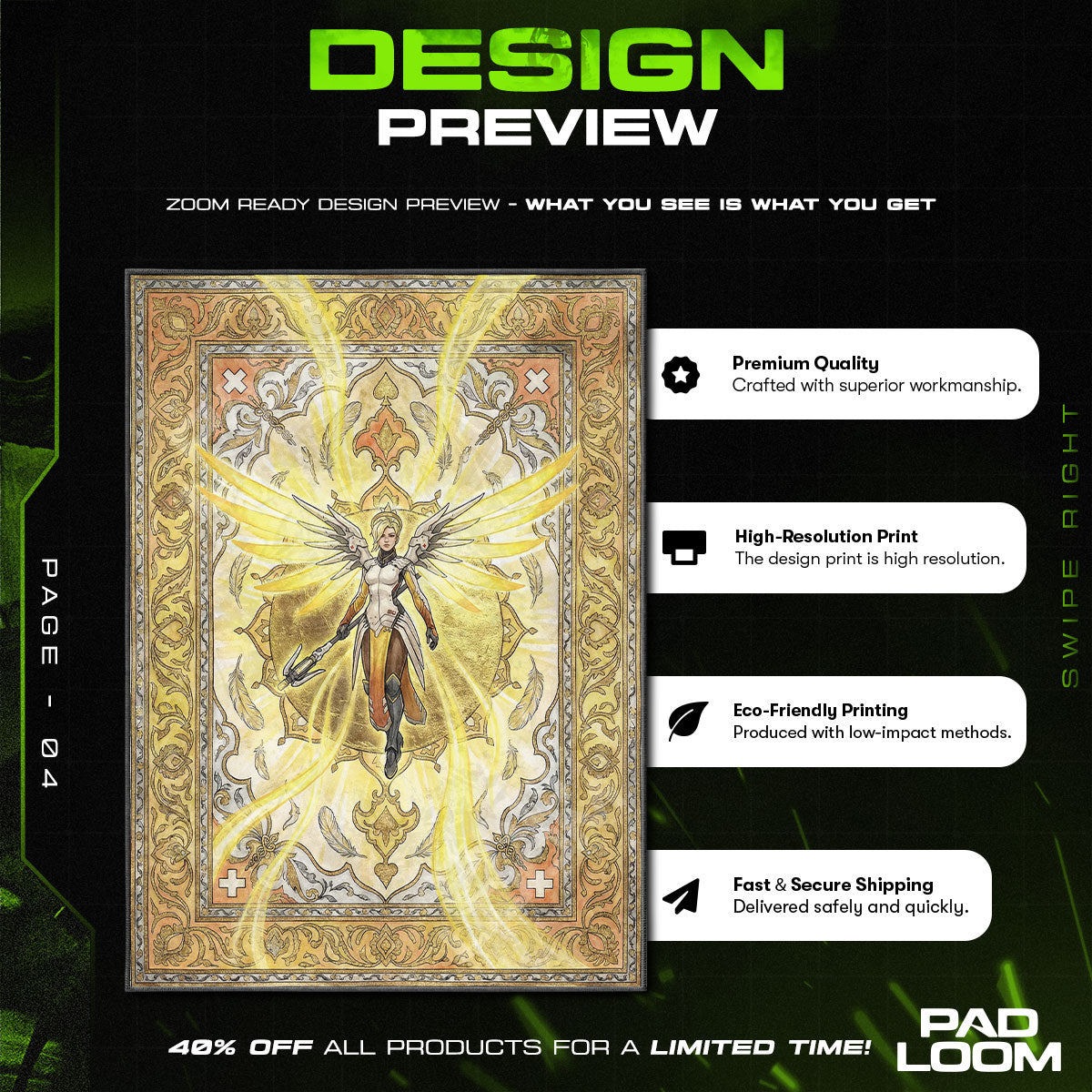 Mercy Divine Wings Rug - Overwatch Chair Mat