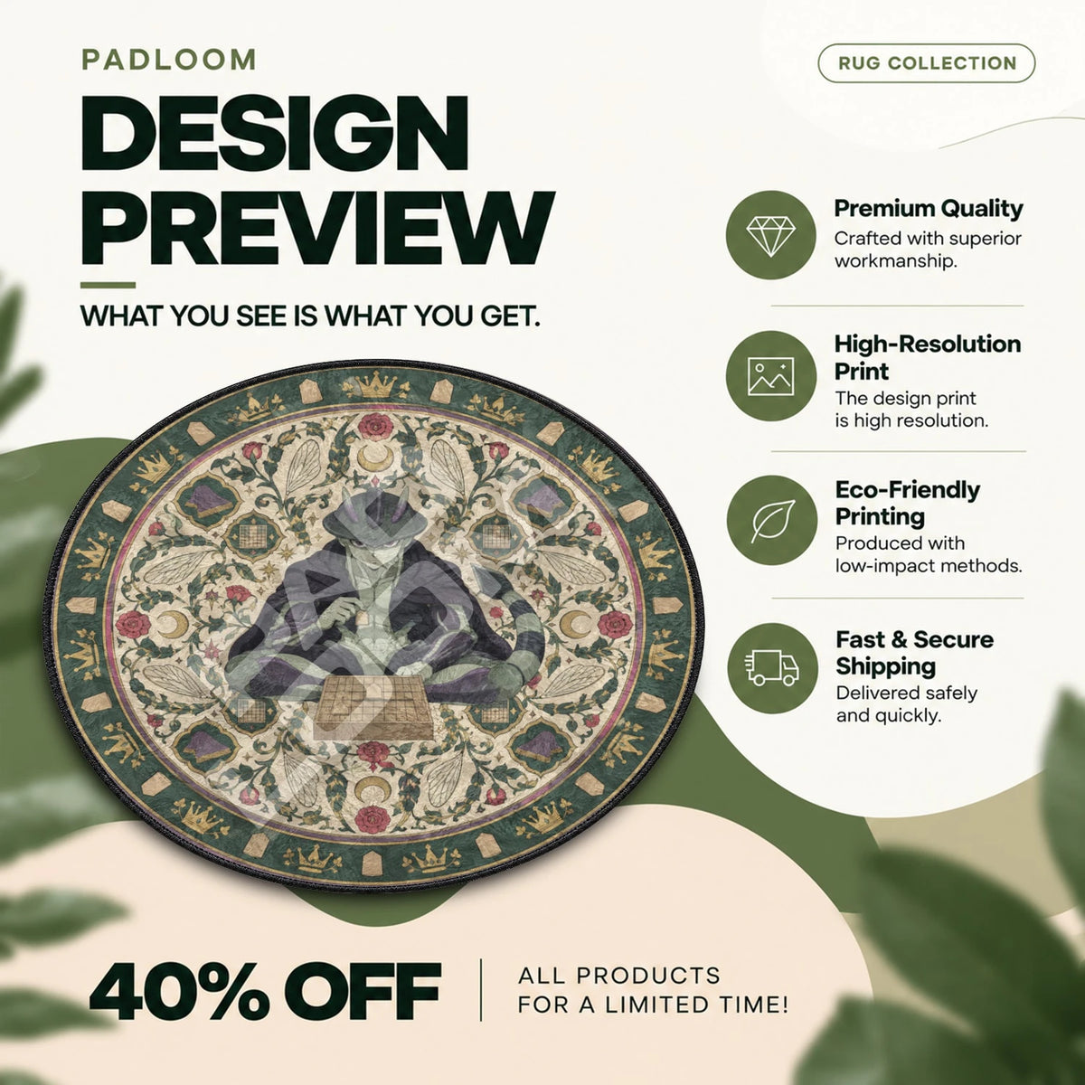 Meruem Seated Hunter x Hunter round rug full design preview