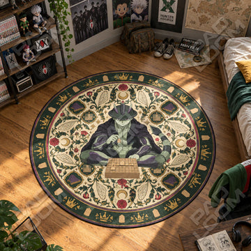 Meruem Seated Hunter x Hunter round rug on a bedroom floor - Hunter x Hunter chair mat