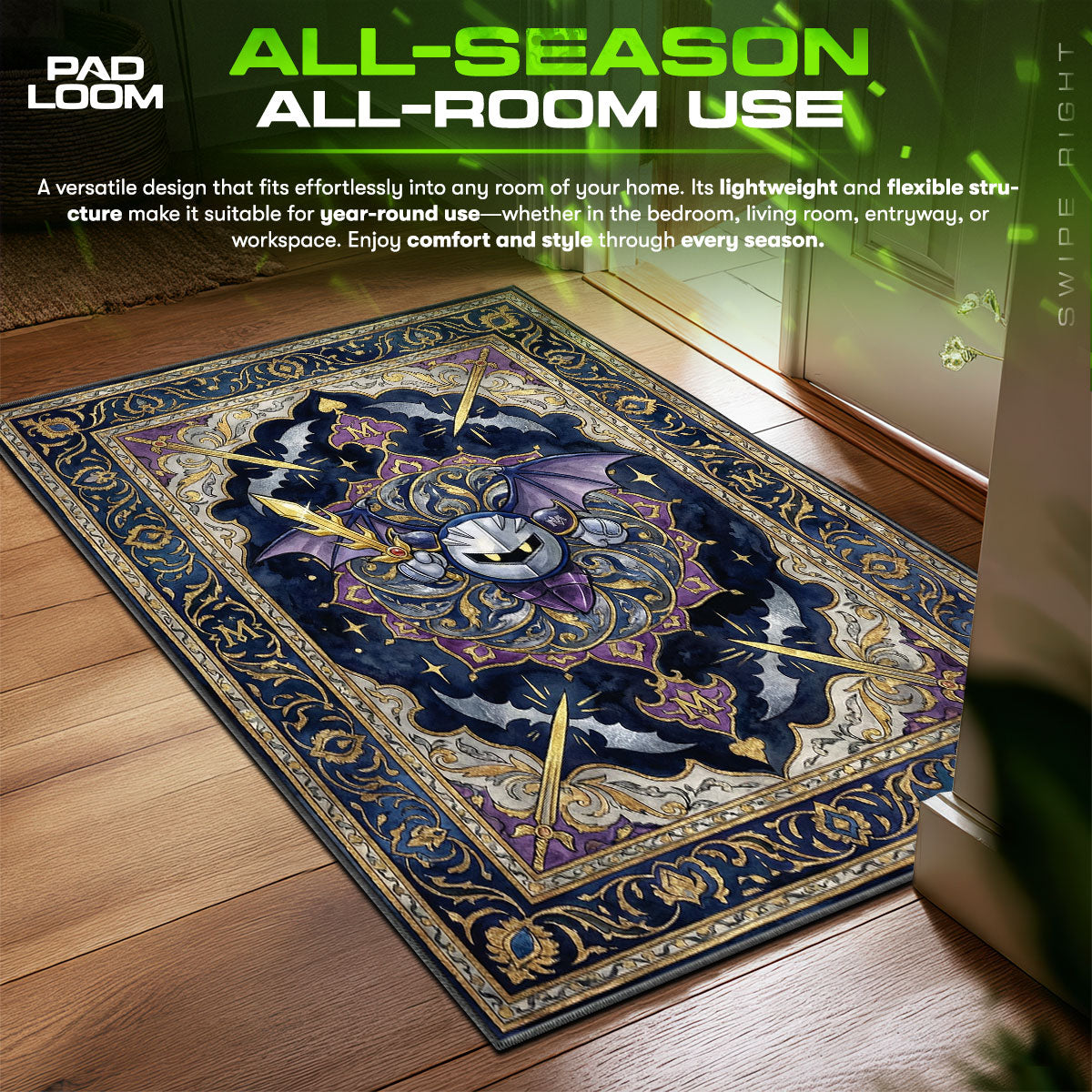 Meta Knight Royal Crest Kirby Chair fan rug — premium quality print