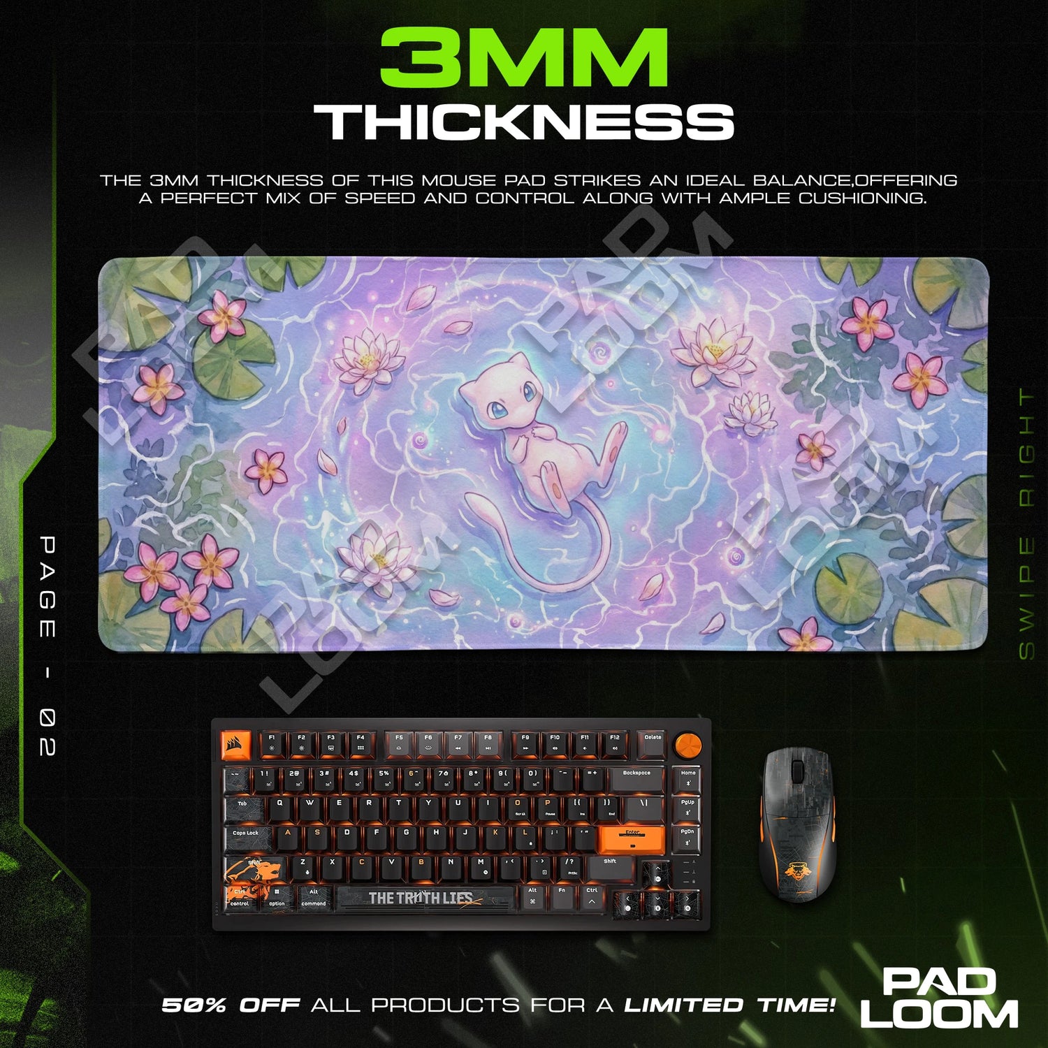 Mew Lotus Dream Pond Mouse Pad - Pokemon Desk Mat