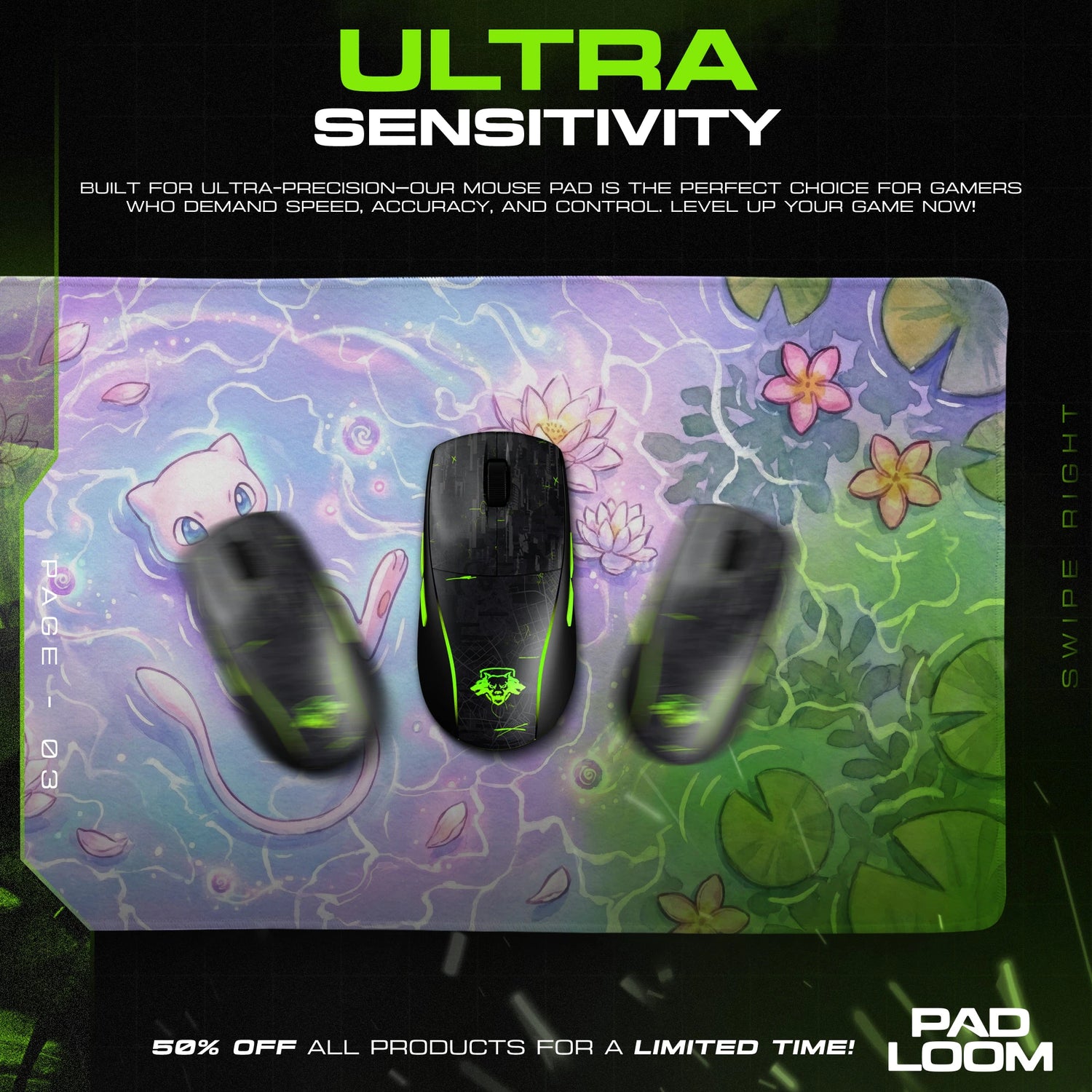 Mew Lotus Dream Pond Mouse Pad - Pokemon Desk Mat