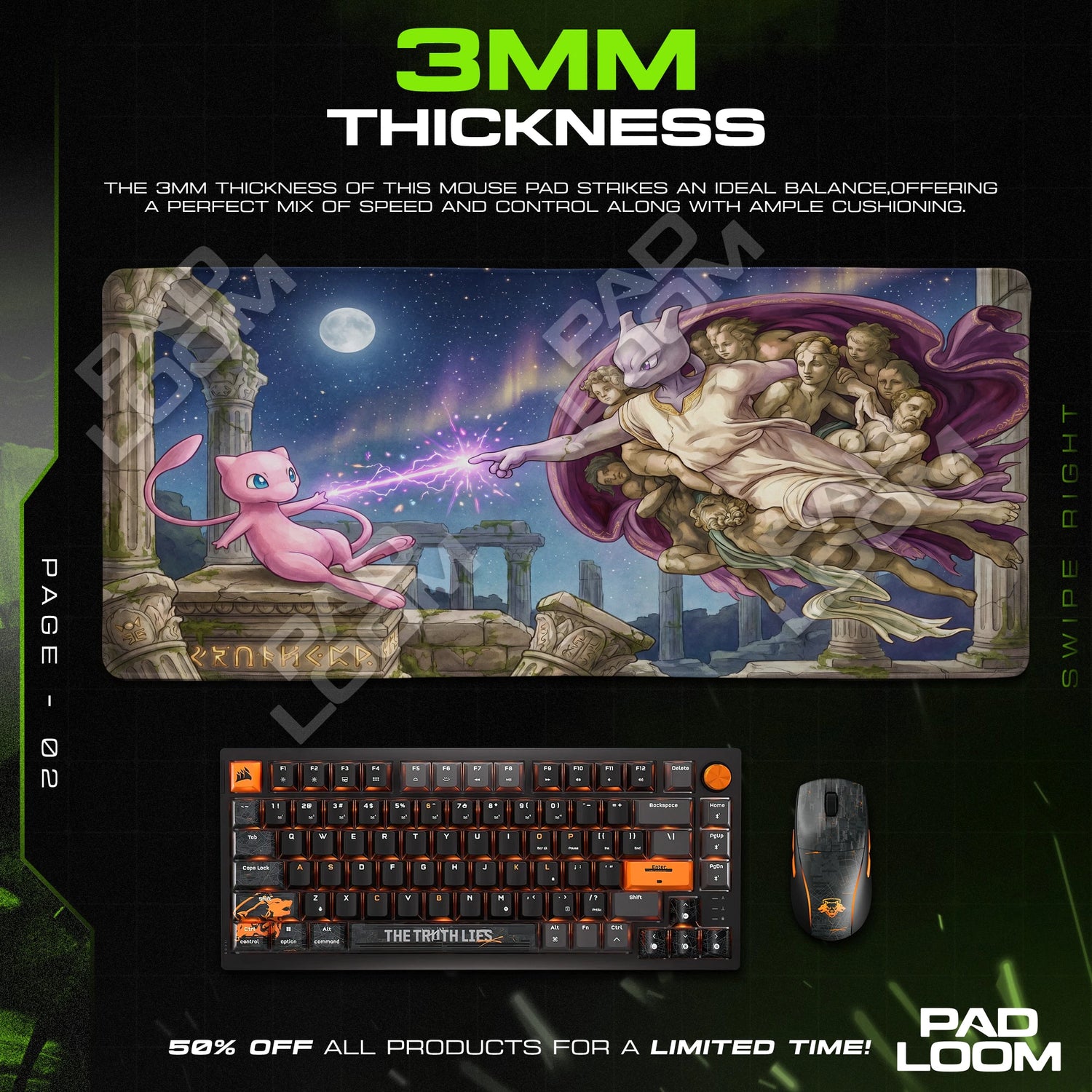 Mew Mewtwo Creation Mouse Pad - Pokemon Desk Mat