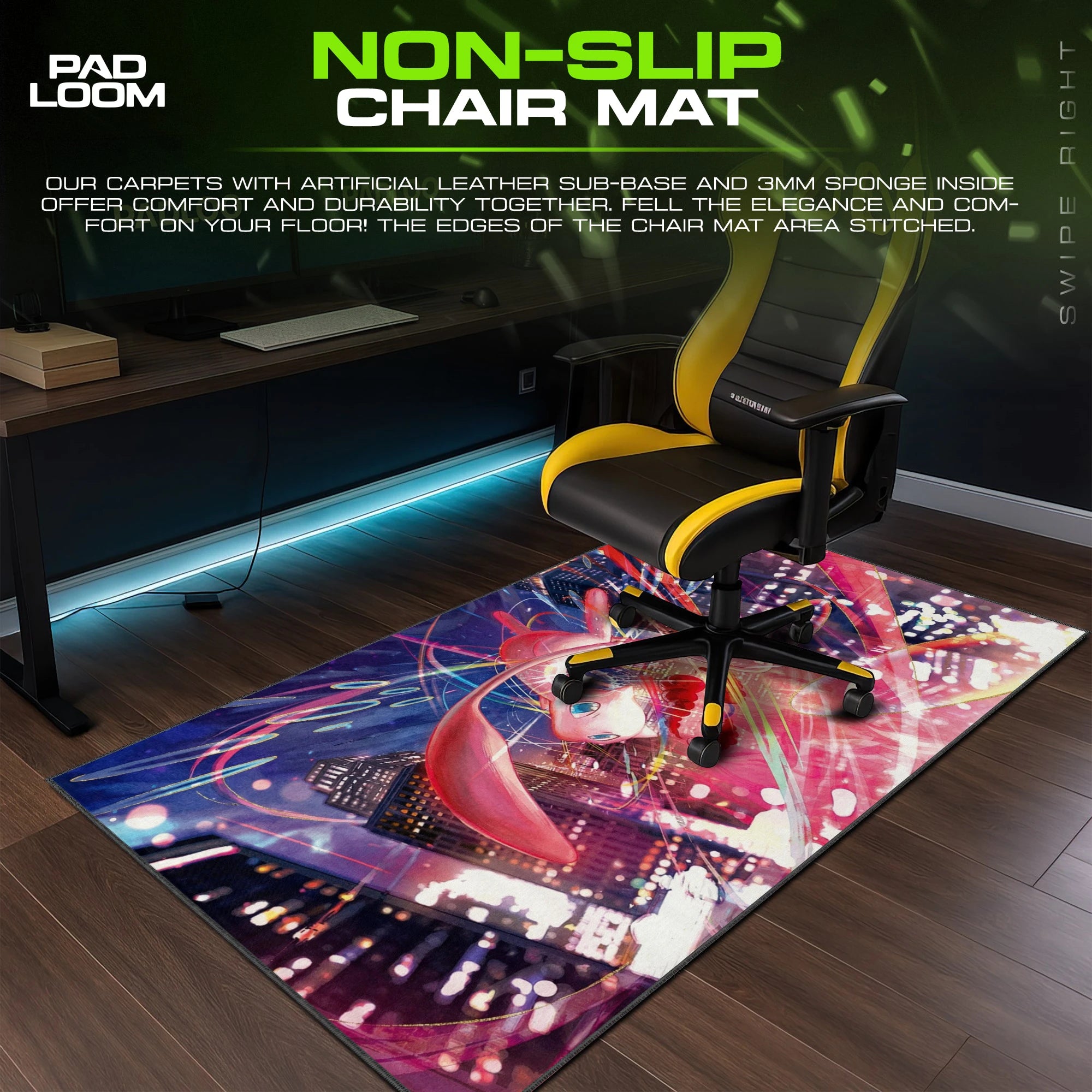 Mew Neon City Mouse Pad - Pokemon Desk Mat