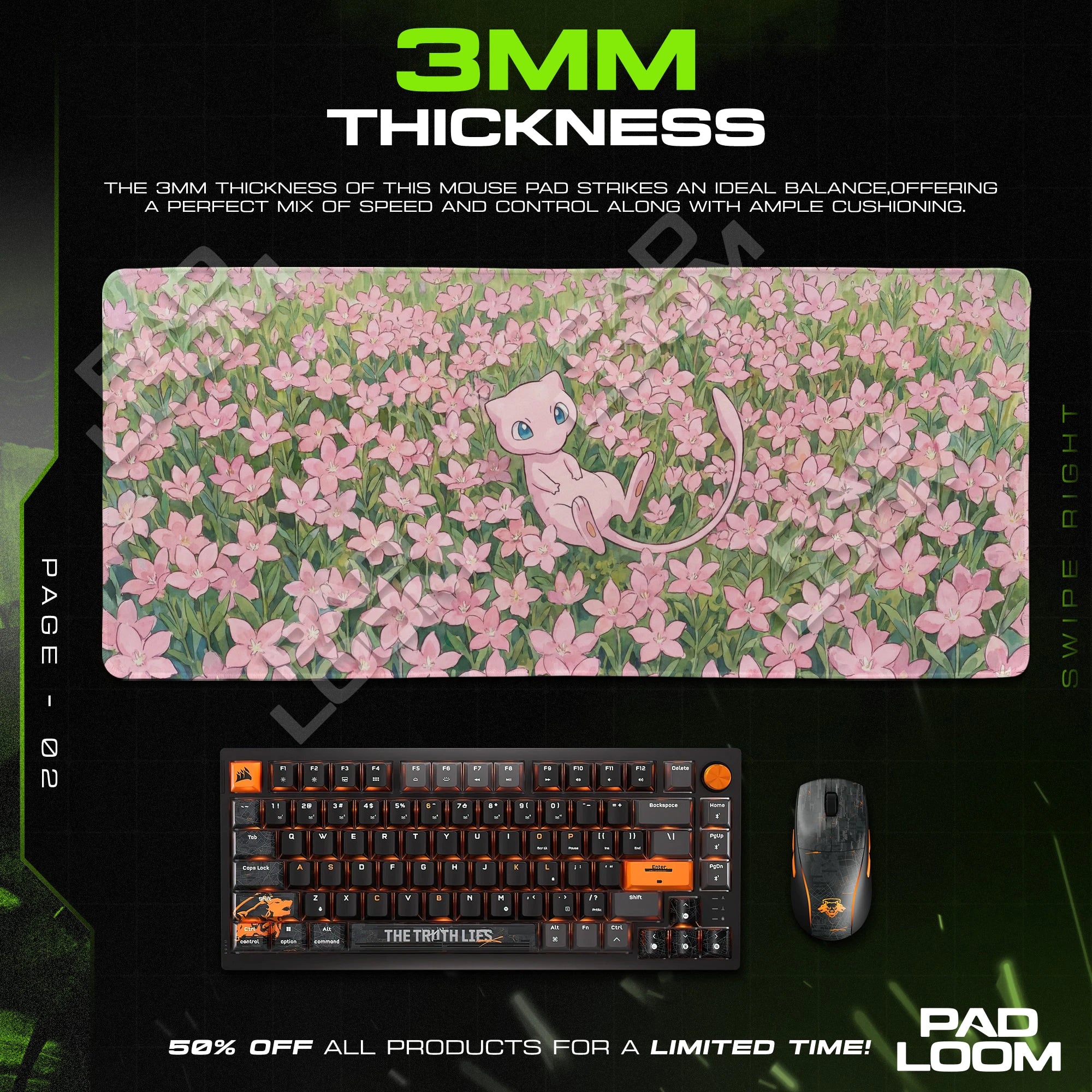 Mew Pink Blossom Field Mouse Pad - Pokémon Desk Mat