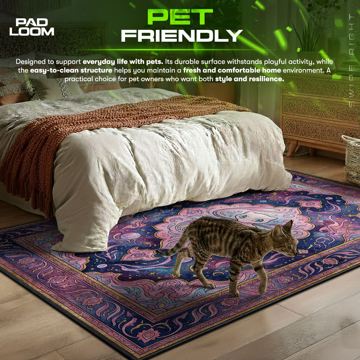 Detailed close-up of Mew rug pattern