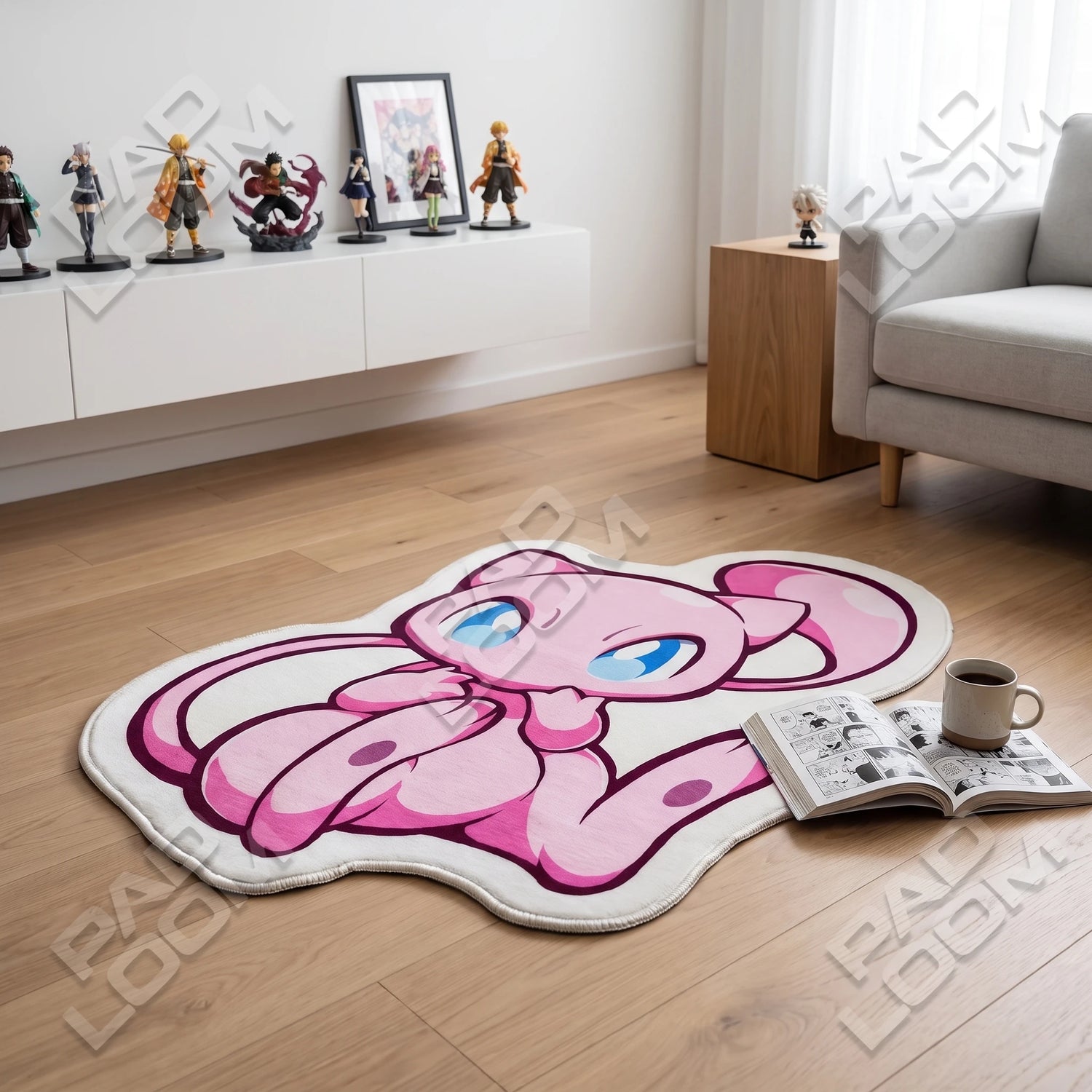 Mew Rug - Shaped Anime Area Rug