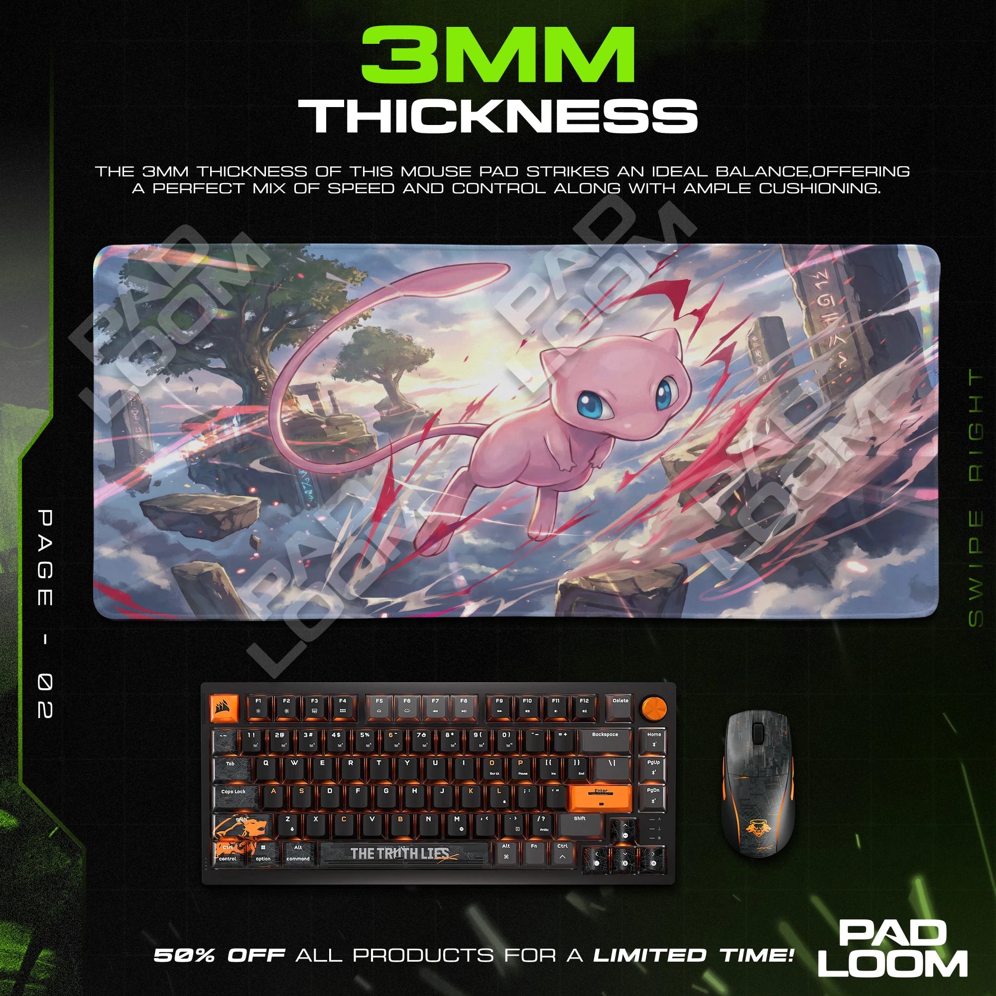 Mew Skyward Ruins Mouse Pad - Pokémon Desk Mat
