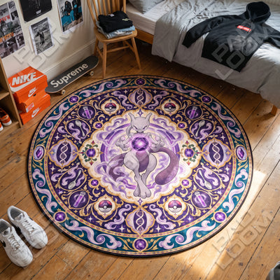 Mewtwo Amethyst Round Rug - Pokemon Chair Mat