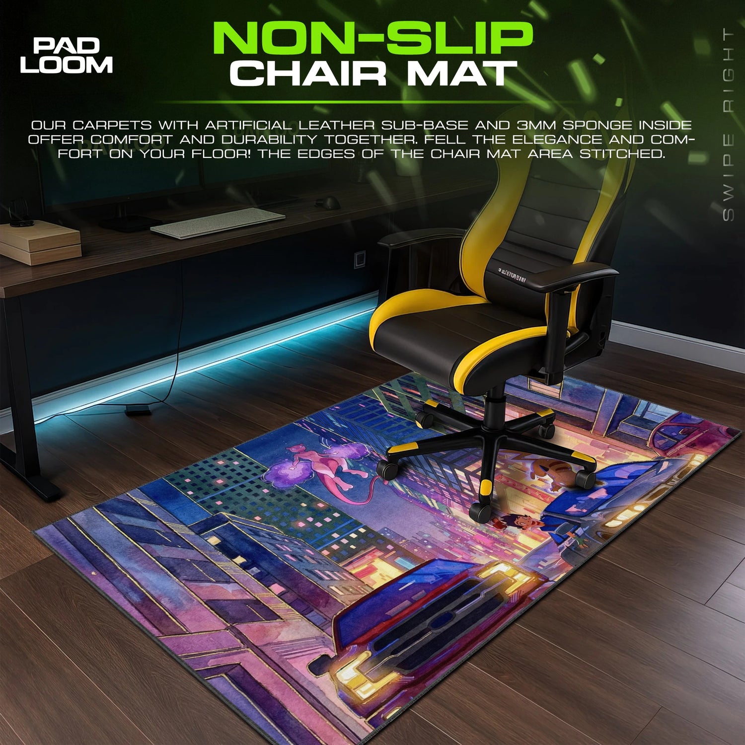 Mewtwo City Night Mouse Pad - Pokemon Desk Mat