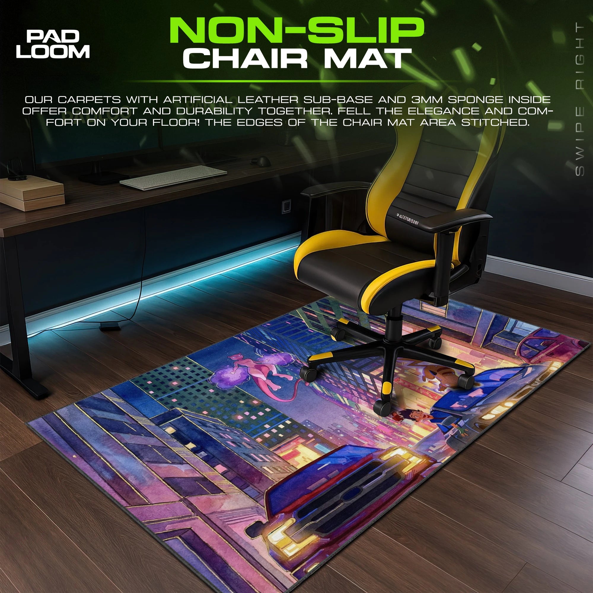 Mewtwo City Night Mouse Pad - Pokemon Desk Mat