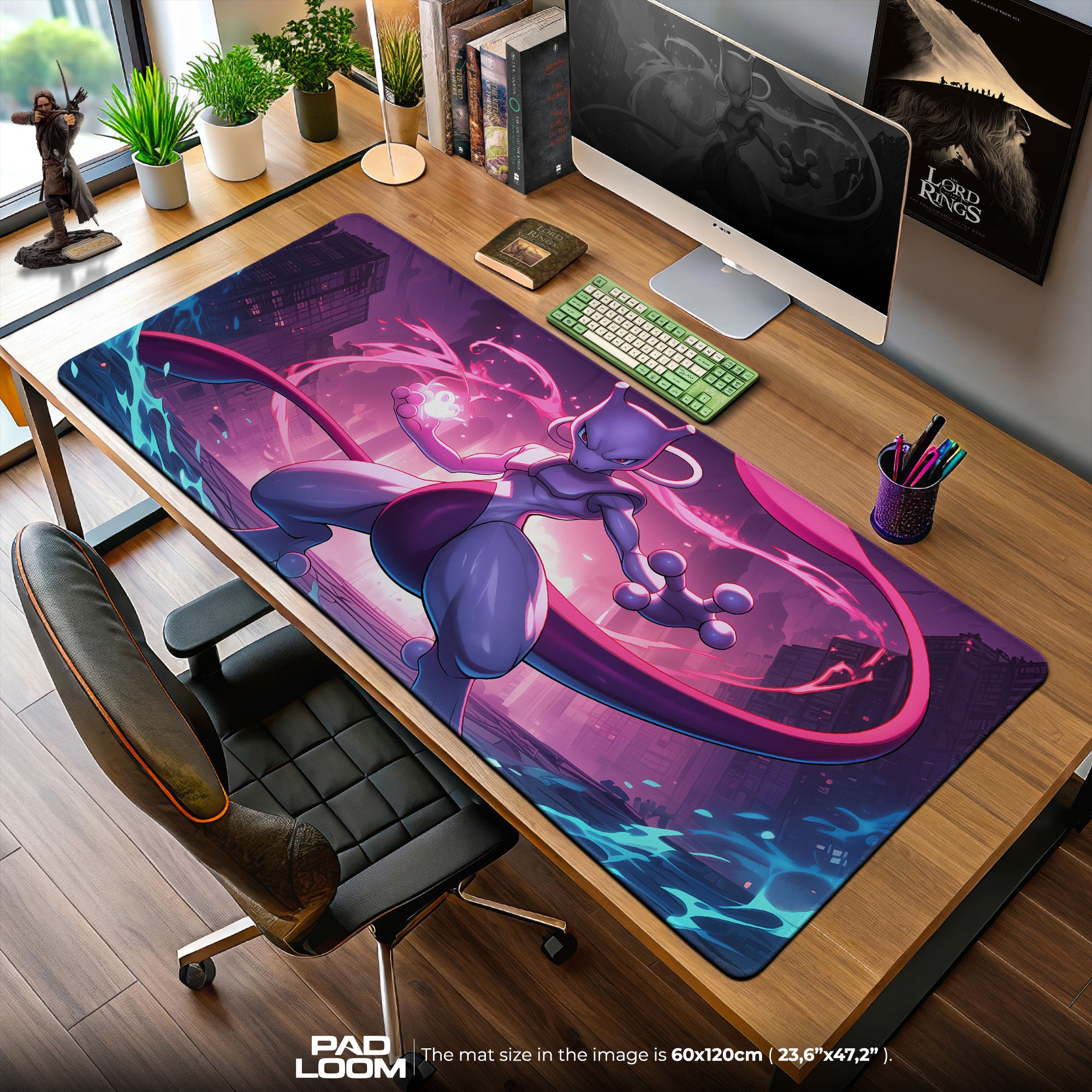 Mewtwo City Pulse Mouse Pad, Pokémon Battle Zone Gaming Desk Mat