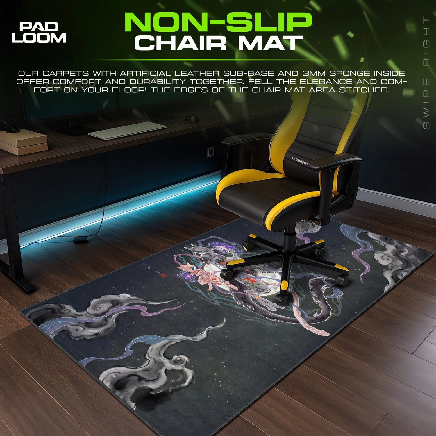 Mewtwo Moonlit Ink Mouse Pad - Pokemon Desk Mat