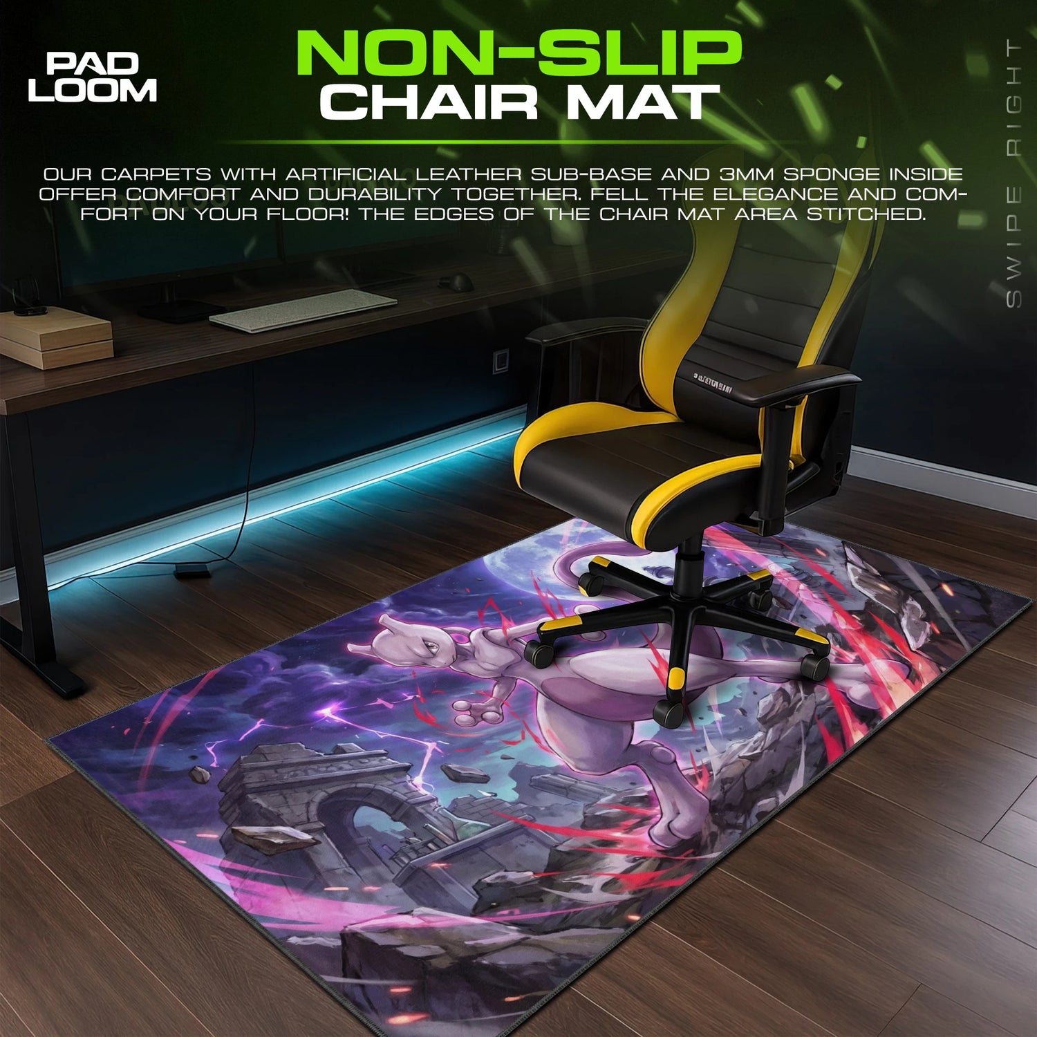 Mewtwo Moonlit Ruins Mouse Pad - Pokémon Desk Mat