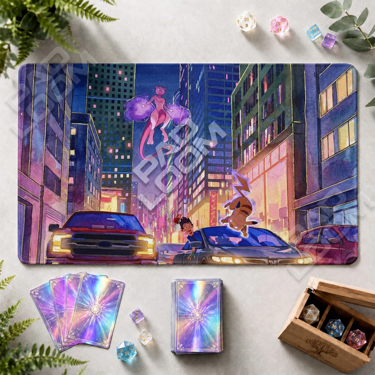Mewtwo Neon Playmat - Pokemon TCG Mat - view 2